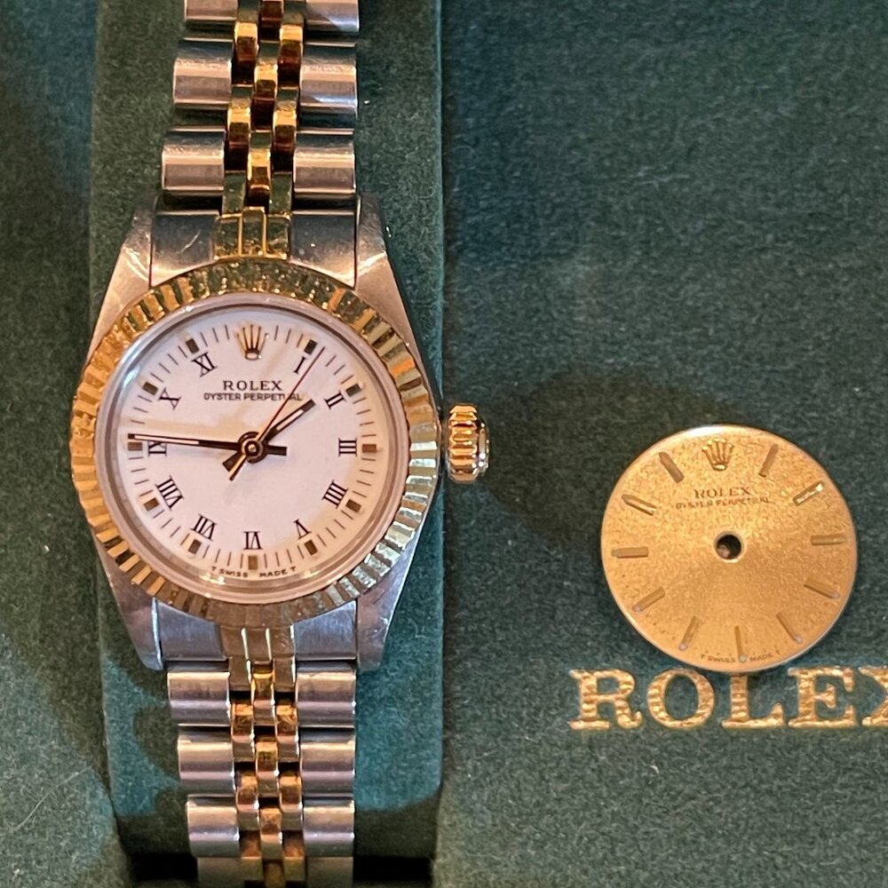 Rolex Ladies Oyster Perpetual 18K Gold and Steel Watch 26mm 69173.